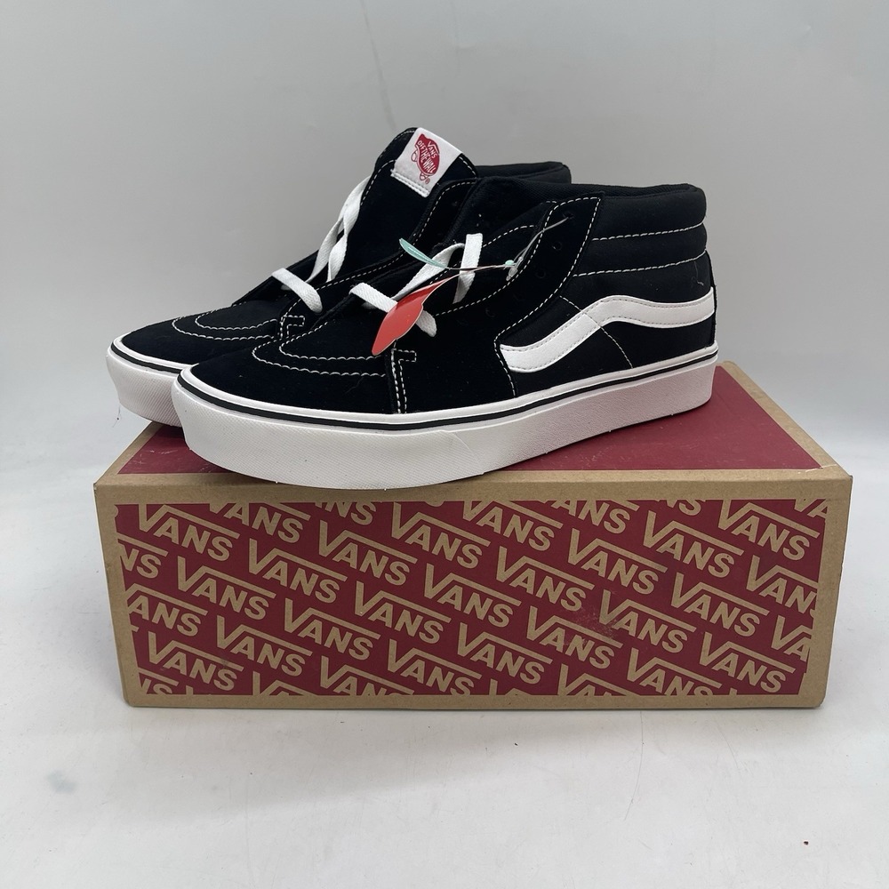 Vans Sk8-Hi High-Top Shoes Mens 10 Black/White Platform Skater y2k New In Box